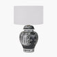 Asteria Black and White Feather Ceramic Urn Table Lamp Base with Henry 40cm White Handloom Cylinder Lampshade