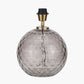 Camille Smoke Grey Circle Design Handcut Glass Table Lamp Base with Harry 30cm Black Cotton Mix Cylinder Lampshade