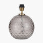 Camille Smoke Grey Circle Design Handcut Glass Table Lamp Base with Harry 30cm Ivory Cotton Mix Cylinder Lampshade