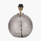 Camille Smoke Grey Circle Design Handcut Glass Table Lamp Base with Harry 30cm Ivory Cotton Mix Cylinder Lampshade