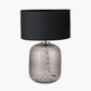 Camille Large Smoke Grey Circle Design Handcut Glass Table Lamp Base with Harry 35cm Black Cotton Mix Cylinder Lampshade