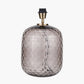 Camille Large Smoke Grey Circle Design Handcut Glass Table Lamp Base with Harry 35cm Black Cotton Mix Cylinder Lampshade