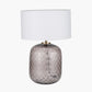 Camille Large Smoke Grey Circle Design Handcut Glass Table Lamp Base with Harry 35cm Ivory Cotton Mix Cylinder Lampshade