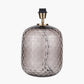 Camille Large Smoke Grey Circle Design Handcut Glass Table Lamp Base with Harry 35cm Ivory Cotton Mix Cylinder Lampshade