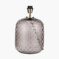 Camille Large Smoke Grey Circle Design Handcut Glass Table Lamp Base with Harry 35cm Ivory Cotton Mix Cylinder Lampshade