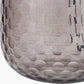 Camille Large Smoke Grey Circle Design Handcut Glass Table Lamp Base with Stellan 35cm Black Slubbed Silk Mix Gold Lined Cylinder Lampshade