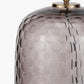 Camille Large Smoke Grey Circle Design Handcut Glass Table Lamp Base with Stellan 35cm Black Slubbed Silk Mix Gold Lined Cylinder Lampshade