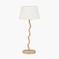 Palau Rattan Wave Table Lamp Base with Winston 20cm White Handloom Tapered Lampshade