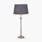 Salvatore Antique Silver Metal Table Lamp Base with Winston 35cm Grey Handloom Tapered Lampshade