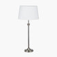 Salvatore Antique Silver Metal Table Lamp Base with Winston 35cm White Handloom Tapered Lampshade