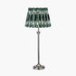Salvatore Antique Silver Metal Table Lamp Base with Izara 35cm Racing Green Ikat Patterned Mushroom Pleat Tapered Lampshade