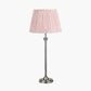 Salvatore Antique Silver Metal Table Lamp Base with Thiago 35cm Cinnamon Stripe Mushroom Pleat Tapered Lampshade