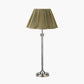 Salvatore Antique Silver Metal Table Lamp Base with Malia 35cm Olive Green Mushroom Pleat Scalloped Tapered Lamp Shade