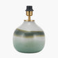 Juno Sage and Mist Ombre Glass Table Lamp with Stellan 30cm Green Slubbed Silk Mix Gold Lined Cylinder Lampshade