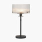 Clara Ribbed Glass Black Metal Round Table Lamp