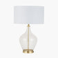 Rowen Clear Bottle Shaped Glass and Champagne Metal Table Lamp