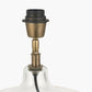 Corby Clear Glass Table Lamp Base with Kamilah 40cm Sage Chevron Pattered Mushroom Pleat Tapered Lampshade