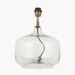 Corby Clear Glass Table Lamp Base with Suri 40 cm Pink and Orange Ikat Patterned Mushroom Pleat Tapered Lampshade