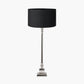 Claudius Nickel Metal Stick Table Lamp Base with Harry 30cm Black Cotton Mix Cylinder Lampshade