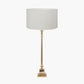 Claudius Gold Metal Stick Table Lamp Base with Henry 30cm White Handloom Cylinder Lampshade