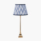 Claudius Gold Metal Stick Table Lamp Base with Kamilah 30cm Blue Chevron Patterned Mushroom Pleat Tapered Lamp Shade