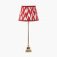 Claudius Gold Metal Stick Table Lamp Base with Kamilah 30cm Red Chevron Patterned Mushroom Pleat Tapered Lamp Shade