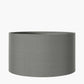 Gaudi White Stoneware Geometric Table Lamp Base with Harry 35cm Steel Grey Cotton Mix Cylinder Lampshade