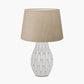 Gaudi White Stoneware Geometric Table Lamp Base with Milos 35cm Natural Linen Tapered Lampshade