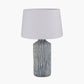 Bude Blue and White Stripe Stoneware Table Lamp Base with Winston 40cm White Handloom Tapered Lampshade