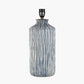 Bude Blue and White Stripe Stoneware Table Lamp Base with Lino 40cm Cream Self Lined Linen Cylinder Lampshade