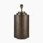 Zuri Large Antique Brass Metal Pot Table Lamp Base with Harry 45cm Black Cotton Mix Cylinder Lampshade