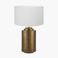 Zuri Large Antique Brass Metal Pot Table Lamp Base with Henry 45cm White Handloom Cylinder Lampshade