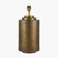 Zuri Large Antique Brass Metal Pot Table Lamp Base with Henry 45cm White Handloom Cylinder Lampshade