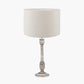 Captiva Grey Wash Mango Wood Table Lamp Base with Rouen 35cm White Boucle Cylinder Lampshade