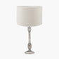 Captiva Grey Wash Mango Wood Table Lamp Base with Rouen 35cm White Boucle Cylinder Lampshade