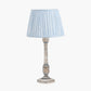 Captiva Grey Wash Mango Wood Table Lamp Base with Thiago 35cm Ocean Blue Stripe Mushroom Pleat Tapered Lampshade