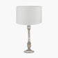 Captiva Grey Wash Mango Wood Table Lamp Base with Lino 35cm White Self Lined Linen Cylinder Lampshade