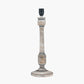 Captiva Grey Wash Mango Wood Table Lamp Base with Lino 35cm White Self Lined Linen Cylinder Lampshade