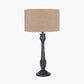 Captiva Antique Black Mango Wood Table Lamp Base with Edward 35cm Natural Linen Cylinder Lampshade
