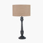 Captiva Antique Black Mango Wood Table Lamp Base with Edward 35cm Natural Linen Cylinder Lampshade