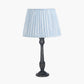 Captiva Antique Black Mango Wood Table Lamp Base with Thiago 35cm Ocean Blue Stripe Mushroom Pleat Tapered Lampshade