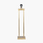 Langston Satin Brass Metal Column Table Lamp Base with Lino 40cm Grey Self Lined Linen Cylinder Lampshade