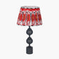 Asilah Matt Black Aluminium Tall Footed Table Lamp Base with Izara 40cm Red Ikat Patterned Mushroom Pleat Tapered Lampshade
