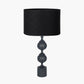 Asilah Matt Black Aluminium Tall Footed Table Lamp Base with Lino 40cm Black Self Lined Linen Cylinder Lampshade