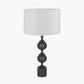 Asilah Matt Black Aluminium Tall Footed Table Lamp Base with Lino 40cm White Self Lined Linen Cylinder Lampshade