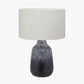 Vulcan Textured Volcanic Effect Grey Stoneware Table Lamp Base with Henry 35cm White Handloom Cylinder Lampshade