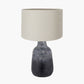 Vulcan Textured Volcanic Effect Grey Stoneware Table Lamp Base with Lino 35cm Grey Self Lined Linen Cylinder Lampshade