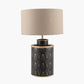 Chrysler Black Art Deco Hand Painted Table Lamp Base with Harry 35cm Taupe Cotton Mix Cylinder Lampshade