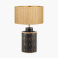 Chrysler Black Art Deco Hand Painted Table Lamp Base with Stellan 35cm Gold Slubbed Silk Mix Gold Lined Cylinder Lampshade