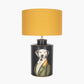 Pointer Black Hand Painted Dog Table Lamp Base with Henry 40cm Mustard Handloom Cylinder Lampshade